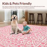 Ultra Soft Area Rug, Non Slip, Stain Resistant, Washable Area Rugs for Living Room, Bedroom, Rustic Textured Print with a Cozy Vibe(Pink)