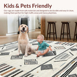 Ultra Soft Area Rug, Non Slip, Stain Resistant, Washable Area Rugs for Living Room, Bedroom, Minimalist Tribal Kitchen Stain-Resistant Floor Mat(Black)