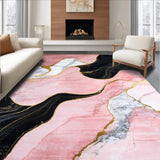 Ultra Soft Area Rug, Non Slip, Stain Resistant, Washable Area Rugs for Living Room, Bedroom, Abstract Pink and Black Fusion(Pink)
