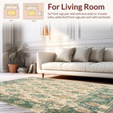 Beige Green Vintage Design Easy Clean Durable Feel(Beige)