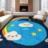 Ultra Soft Area Rug, Non Slip, Stain Resistant, Washable Area Rugs for Living Room, Bedroom, Cute Washable Shaggy Bathroom Area Mat(Blue)