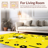 Ultra Soft Area Rug, Non Slip, Stain Resistant, Washable Area Rugs for Living Room, Bedroom, Vibrant Nature-Inspired Round Decor(Yellow)