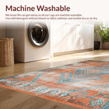 Ultra Soft Area Rug, Non Slip, Stain Resistant, Washable Area Rugs for Living Room, Bedroom, Contemporary Vibrant Abstract Elements(Orange)