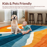 Ultra Soft Area Rug, Non Slip, Stain Resistant, Washable Area Rugs for Living Room, Bedroom, Expressive Circular Abstract Aesthetics(Orange)