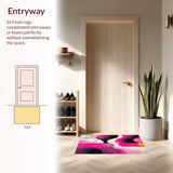 Ultra Soft Area Rug, Non Slip, Stain Resistant, Washable Area Rugs for Living Room, Bedroom, Lively Modern Gradient Design Elements(Pink)