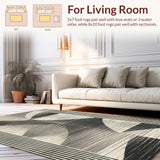 Ultra Soft Area Rug, Non Slip, Stain Resistant, Washable Area Rugs for Living Room, Bedroom, Luxurious Washable Faux Decor Surface With Geometric Linear Pattern(Gray)