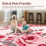 Ultra Soft Area Rug, Non Slip, Stain Resistant, Washable Area Rugs for Living Room, Bedroom, Artistic Soft Rose Texture(Pink)