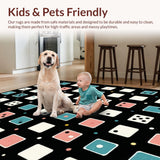 Ultra Soft Area Rug, Non Slip, Stain Resistant, Washable Area Rugs for Living Room, Bedroom, Dynamic Contemporary Symmetrical Shapes(Pink)