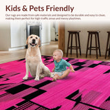 Ultra Soft Area Rug, Non Slip, Stain Resistant, Washable Area Rugs for Living Room, Bedroom, Vibrant Animal Motif Chic(Pink)