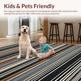 Ultra Soft Area Rug, Non Slip, Stain Resistant, Washable Area Rugs for Living Room, Bedroom, Elegant Geometric Contrast Design(Black)