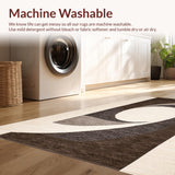 Ultra Soft Area Rug, Non Slip, Stain Resistant, Washable Area Rugs for Living Room, Bedroom, Stylish Monochrome Linear Shapes(Beige)
