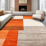 Ultra Soft Area Rug, Non Slip, Stain Resistant, Washable Area Rugs for Living Room, Bedroom, Bold Textured Geometric Arrangement(Orange)