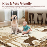 Ultra Soft Area Rug, Non Slip, Stain Resistant, Washable Area Rugs for Living Room, Bedroom, Chic Minimalist Animal Silhouette(Beige)