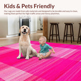 Ultra Soft Area Rug, Non Slip, Stain Resistant, Washable Area Rugs for Living Room, Bedroom, Delightful Cheerful Swirl Concept(Pink)