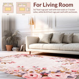 Ultra Soft Area Rug, Non Slip, Stain Resistant, Washable Area Rugs for Living Room, Bedroom, Whimsical Petal Patterned Rug(Pink)