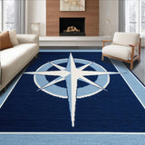 Ultra Soft Area Rug, Non Slip, Stain Resistant, Washable Area Rugs for Living Room, Bedroom, Serene Blue Tones with Compass(Blue)