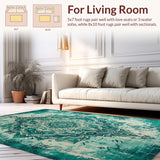 Ultra Soft Area Rug, Non Slip, Stain Resistant, Washable Area Rugs for Living Room, Bedroom, Light Blue Green Rug for High Traffic Home Office(Green)