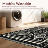 Ultra Soft Area Rug, Non Slip, Stain Resistant, Washable Area Rugs for Living Room, Bedroom, Trendy Monochrome Animal Motif(Black)