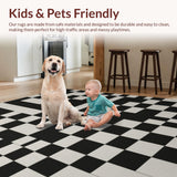 Ultra Soft Area Rug, Non Slip, Stain Resistant, Washable Area Rugs for Living Room, Bedroom, Washable Checkered Bedroom Carpet for Minimalist Decor(Gray)