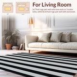 Ultra Soft Area Rug, Non Slip, Stain Resistant, Washable Area Rugs for Living Room, Bedroom, Rustic Textured Linear Patterns(Black)