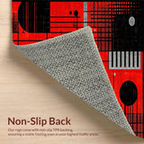 Ultra Soft Area Rug, Non Slip, Stain Resistant, Washable Area Rugs for Living Room, Bedroom, Bold Contemporary Audio Visuals(Red)