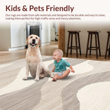Ultra Soft Area Rug, Non Slip, Stain Resistant, Washable Area Rugs for Living Room, Bedroom, Elegant Modern Abstract Composition(Beige)