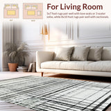 Ultra Soft Area Rug, Non Slip, Stain Resistant, Washable Area Rugs for Living Room, Bedroom, Sophisticated Black and White Striped Runner Rug for Unique Spaces(Black)