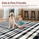 Ultra Soft Area Rug, Non Slip, Stain Resistant, Washable Area Rugs for Living Room, Bedroom, Monochromatic Striped Area Carpet(Black)