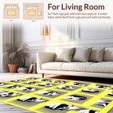 Ultra Soft Area Rug, Non Slip, Stain Resistant, Washable Area Rugs for Living Room, Bedroom, Eclectic Quirky Bone Pattern(Black)