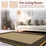 Ultra Soft Area Rug, Non Slip, Stain Resistant, Washable Area Rugs for Living Room, Bedroom, Elegant Classic Lattice Pattern(Gold)