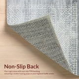 Ultra Soft Area Rug, Non Slip, Stain Resistant, Washable Area Rugs for Living Room, Bedroom, Sleek Geometric Light Grey Motif(Gray)