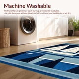 Ultra Soft Area Rug, Non Slip, Stain Resistant, Washable Area Rugs for Living Room, Bedroom, Elegant Blue Maritime Design(Blue)
