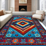 Ultra Soft Area Rug, Non Slip, Stain Resistant, Washable Area Rugs for Living Room, Bedroom, Geometric Teal and Rust Dining Room Rug(Red)