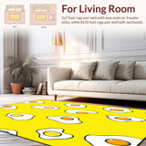 Ultra Soft Area Rug, Non Slip, Stain Resistant, Washable Area Rugs for Living Room, Bedroom, Cute Animated Food Theme(Yellow)