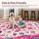 Ultra Soft Area Rug, Non Slip, Stain Resistant, Washable Area Rugs for Living Room, Bedroom, Vibrant Pastel Geometric Elegance(White)