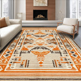 Ultra Soft Area Rug, Non Slip, Stain Resistant, Washable Area Rugs for Living Room, Bedroom, Sophisticated Lattice Design with Warm Hues(Orange)