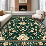 Ultra Soft Area Rug, Non Slip, Stain Resistant, Washable Area Rugs for Living Room, Bedroom, Chic Dark Floral Medallion(Green)