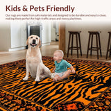 Ultra Soft Area Rug, Non Slip, Stain Resistant, Washable Area Rugs for Living Room, Bedroom, Vivid Warm Toned Wildlife Theme(Black)