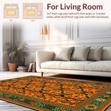 Ultra Soft Area Rug, Non Slip, Stain Resistant, Washable Area Rugs for Living Room, Bedroom, Chic Retro Wildlife Impression(Orange)