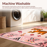 Ultra Soft Area Rug, Non Slip, Stain Resistant, Washable Area Rugs for Living Room, Bedroom, Vibrant Cozy Playroom Accent(Pink)