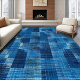 Ultra Soft Area Rug, Non Slip, Stain Resistant, Washable Area Rugs for Living Room, Bedroom, Elegant Bow Inspired Rug with Interlaced Blue Stripes and Soft Contoured Shapes(Blue)
