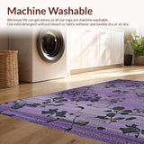 Ultra Soft Area Rug, Non Slip, Stain Resistant, Washable Area Rugs for Living Room, Bedroom, Whimsical Diamond Floral Arrangement(Purple)