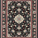 Ultra Soft Area Rug, Non Slip, Stain Resistant, Washable Area Rugs for Living Room, Bedroom, Refined Traditional Lattice Design Style(Black)