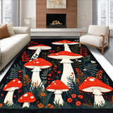 Ultra Soft Area Rug, Non Slip, Stain Resistant, Washable Area Rugs for Living Room, Bedroom, Whimsical Mushroom Motif Delight(Red)
