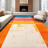 Ultra Soft Area Rug, Non Slip, Stain Resistant, Washable Area Rugs for Living Room, Bedroom, Chic Distressed Colorful Patterns(Orange)