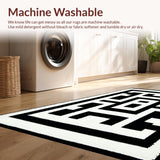 Ultra Soft Area Rug, Non Slip, Stain Resistant, Washable Area Rugs for Living Room, Bedroom, Geometric Black Stair Mats Slip Resistant Design(Black)