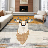 Ultra Soft Area Rug, Non Slip, Stain Resistant, Washable Area Rugs for Living Room, Bedroom, Chic Light Gray Animal Motif(Beige)