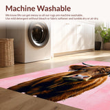 Ultra Soft Area Rug, Non Slip, Stain Resistant, Washable Area Rugs for Living Room, Bedroom, Whimsical Pink Brown Pattern(Brown)