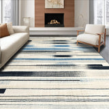Ultra Soft Area Rug, Non Slip, Stain Resistant, Washable Area Rugs for Living Room, Bedroom, Urban Chic Stripe Pattern Rug Featuring Graphic Lines and Dynamic Contrast(Beige)
