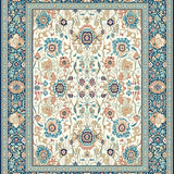 Ultra Soft Area Rug, Non Slip, Stain Resistant, Washable Area Rugs for Living Room, Bedroom, Boho Beige and Azure Intricate Floral Motifs(Beige)